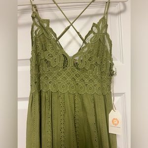 Green Lace Boho Maxi Dress